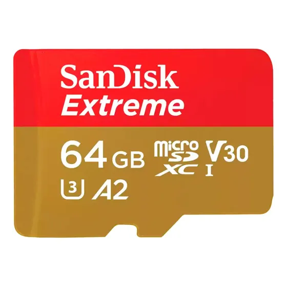 Tarjeta de Memoria MicroSDXC 64GB SanDisk Extreme UHS-I A2 V30 U3 4K 170MB\u002Fs + Adaptador | Cuotas sin interés