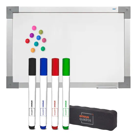 Quadro Lousa Branco Magnético Alumínio 120x90 Stalo +