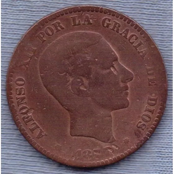 España 10 Centimos 1877 * Alfonso Xii * Escudo *