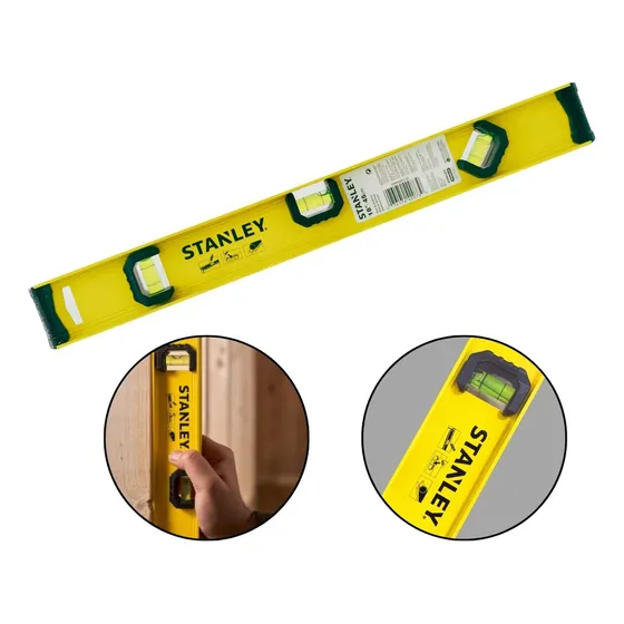 Nivel de mano profesional Stanley Aluminum de 18 pies y 45 cm con 3 burbujas