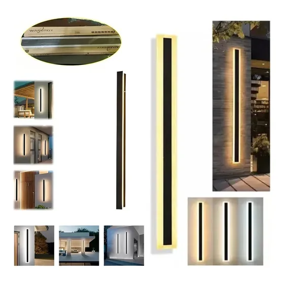 Lámpara Arbotante Led 72w 3 Tonos De Luz Barra Muro Negro