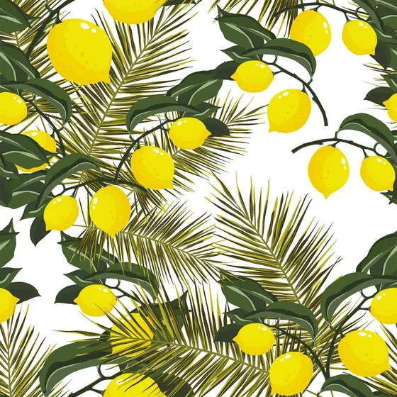 Papel Tapiz Hoja Palma Tropical Rama Limon 17.7 78.7