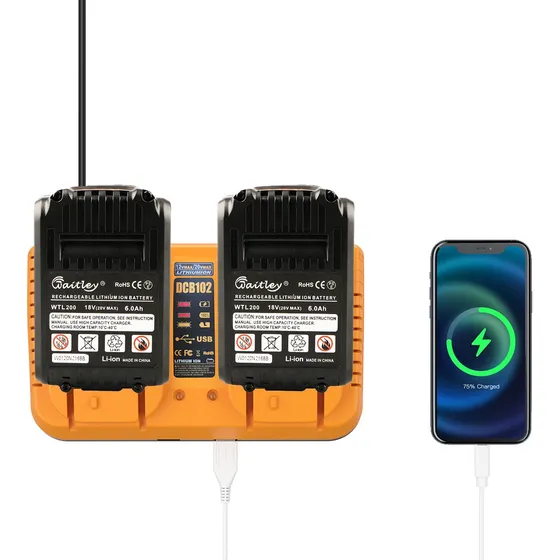 Cargador Rapido 12v-18v Para Dewalt Dcb102 Doble Usb