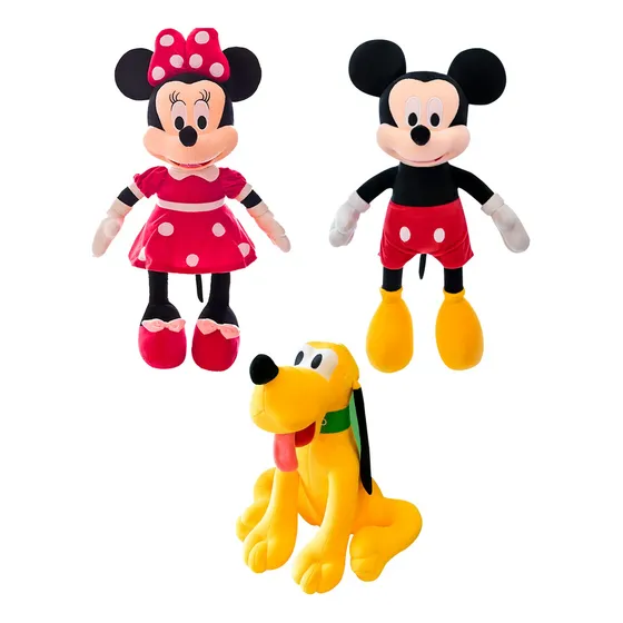 Peluche Mickey Mouse Minnie Mouse Rosa Y Brutus 3 Piezas