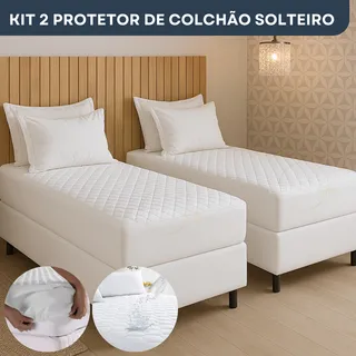 Kit 2 Capa Colchão Solteiro Resistente A Liquidos Anti Mofo Protetor Matelado Antialérgico Antiåcaro Premium Branco Kit 2 Capa Colchão Solteiro Resistente A Liquidos Anti Mofo Protetor Matelado Antialérgico Antiåcaro Premium Branco