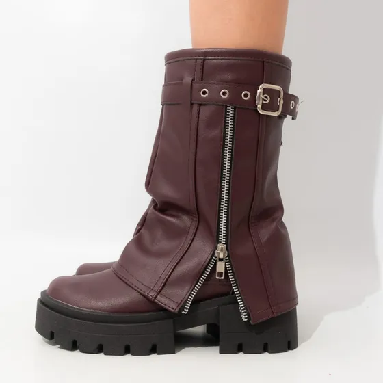 Bota Borcego Volcada Cierre Fiama Plataforma Bakanas Shoes