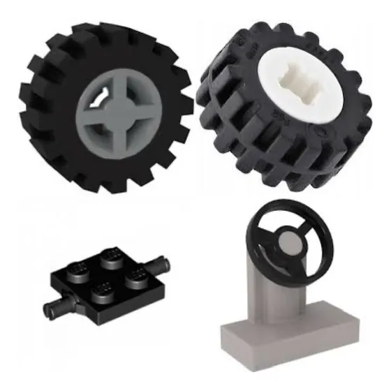 Lego Kit Veiculos Pneu 1,5 Cm X 0,6cm+ Roda+eixo 42 Pçs