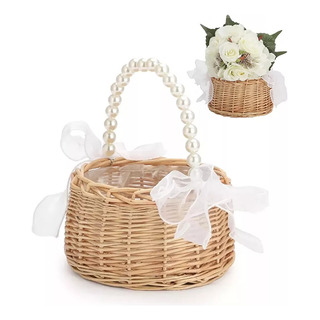 Cesta De Mimbre Para Niñas Con Flores Para Boda Cesta De Mimbre Para Niñas Con Flores Para Boda