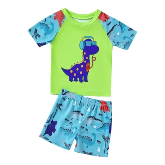 Franela Manga Corta Con Short Para Niños Dinosaurio