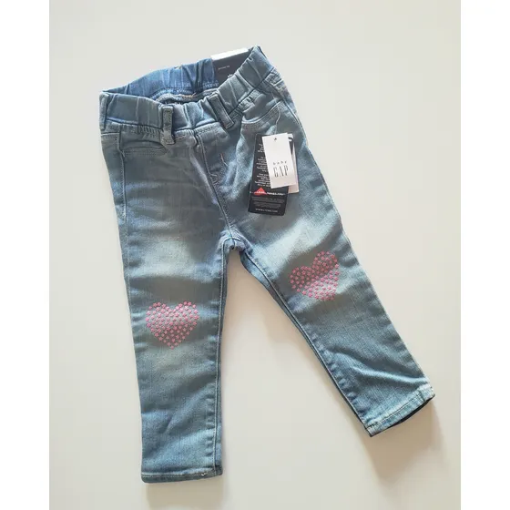 Pantalon Jean Niña Gap Vaquero Celeste Corazon 2 Años