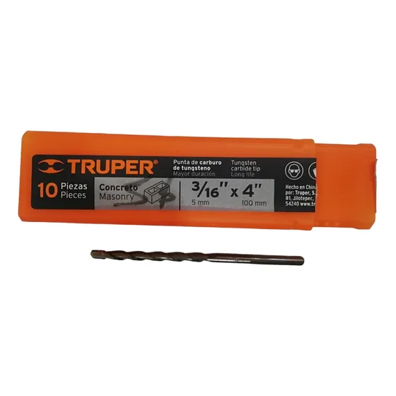 Mecha Broca Para Concreto 3/16 Marca Truper X 1 Unidad