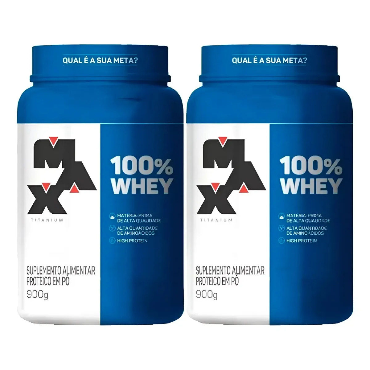 Kit 2x Whey 100% Concentrado - Pote 900g - Max Titanium Sabor Baunilha
