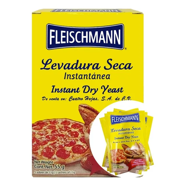 Levadura En Polvo Fleischmann Caja C/5 Sobres De 11 G