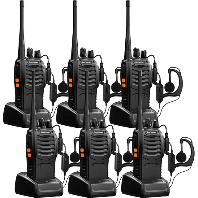6 Radios Baofeng Bf-888s Walkie Talkie Uhf Con Manos Libres Bandas De Frecuencia 400-470mhz Color Negro