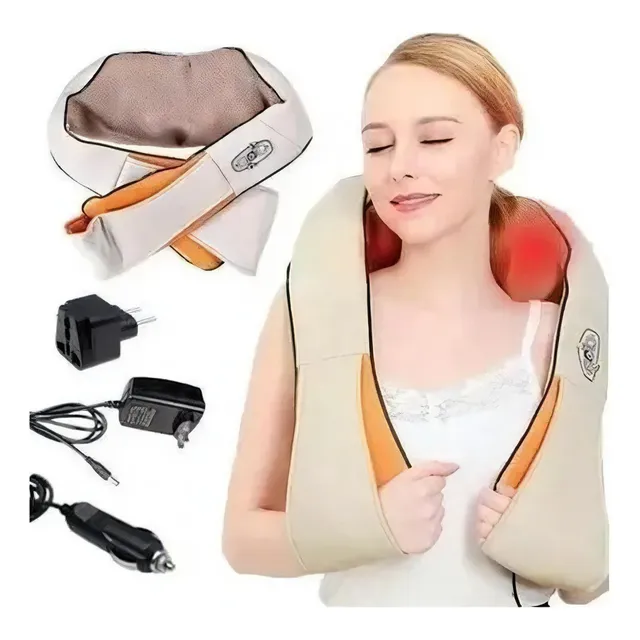 Colete Shiatsu Pescoço Massageador Cervical Ombros Lombar Cor Bege 127/220V
