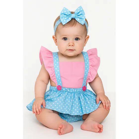 Romper Jardineira Body Bebê Menina Saia - Varias Estampas 