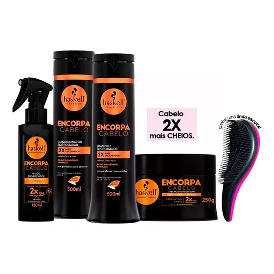 Haskell Encorpa Cabelo Engrossador Completo 4 Itens 300ml