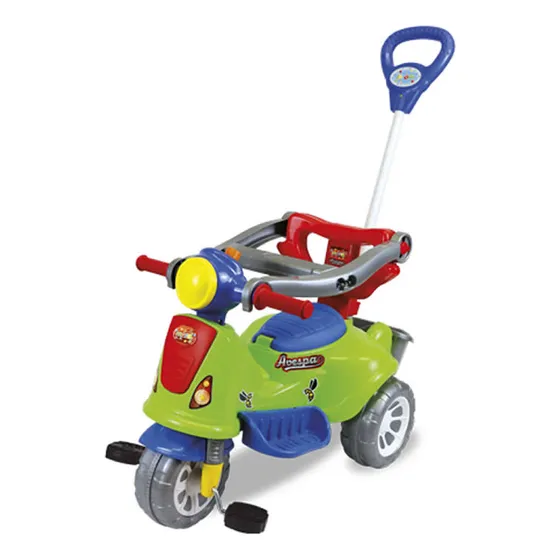 Triciclo Passeio Infantil Com Empurrador Avespa Verde Maral