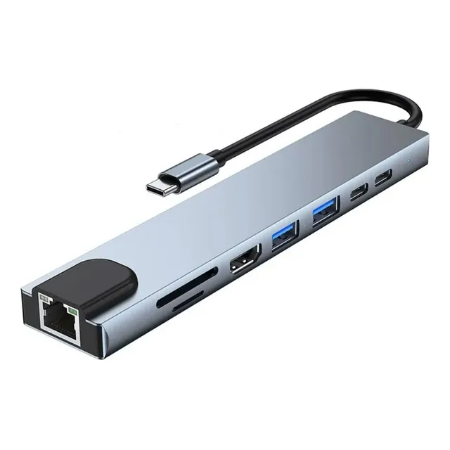 Docking Station Hub 8 En 1 Usb-c 4k 30 Hz Compatible Mac, Pc