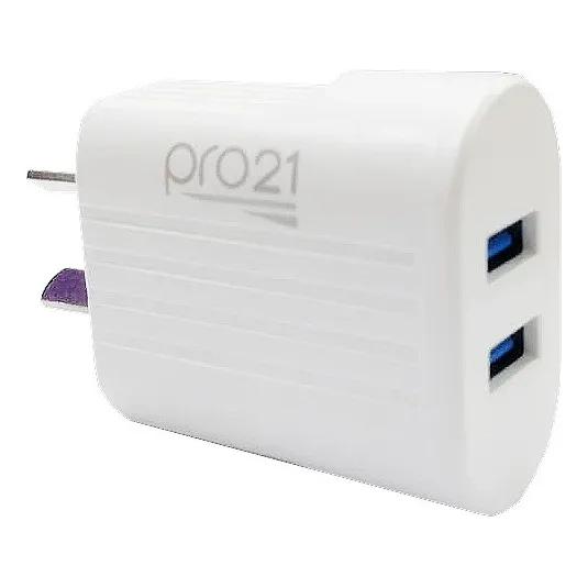 Cargador Celular Adaptador Enchufe Doble Usb Color Blanco