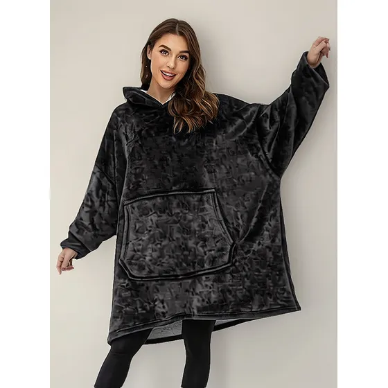 Buzo Canguro Polar Estampado Con Capucha Invierno Dormir