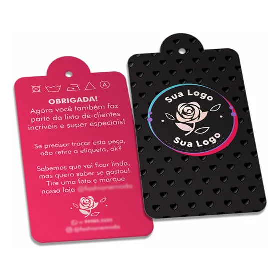 1000 Tags Couchê Fosco Com Verniz Localizado Personalizadas