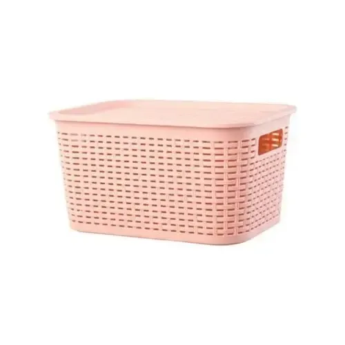 Caja Organizadora Ratán 6 Lt. / Pack 3 Un. Color Rosada