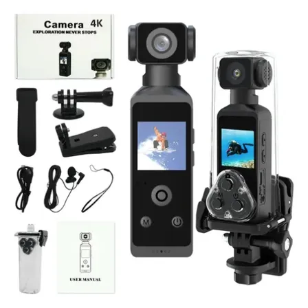Pocket Cámara De Acción 4k Portátil Con Sensor Cmos +64g Negro