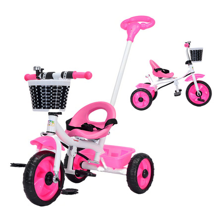 Triciclo Infantil Passeio Com Empurrador Removível 3 Rodas Cor Rosa Triciclo Infantil Passeio Com Empurrador Removível 3 Rodas Cor Rosa