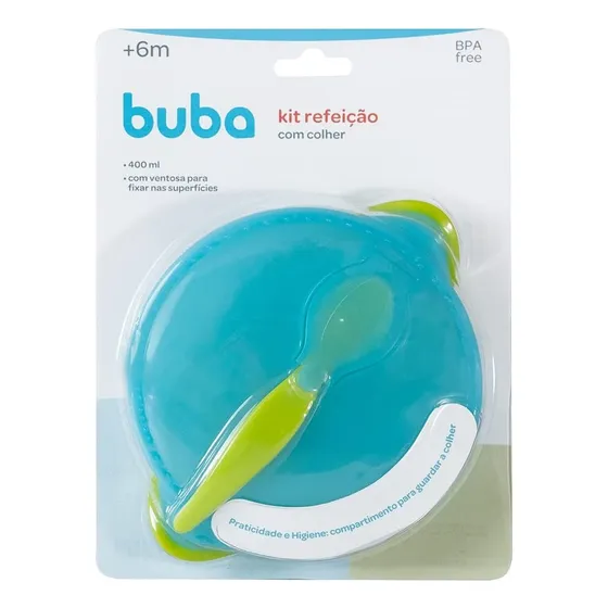 Pratinho C/ Ventosa Refeição Infantil Colher Tampa Bebe Buba
