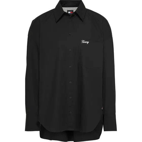 Sobrecamisa Negra Oversize Con Logo En Script Tommy Jeans