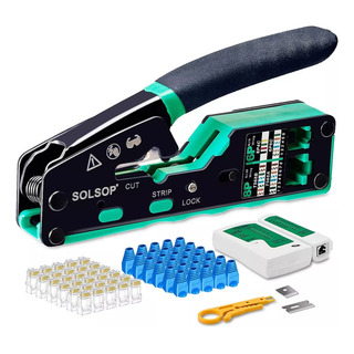 Kit Pinza Ponchadora Crimpadora Rj45 Pass Through Cat5e Cat6 Kit Pinza Ponchadora Crimpadora Rj45 Pass Through Cat5e Cat6