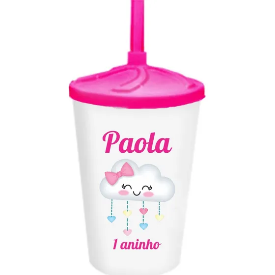 Kit 50 Copos Twister 300ml Personalizado Com Tampa E Canudo.