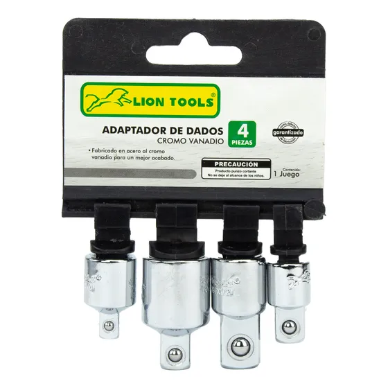 4 Pza Adaptador Dados Matraca Reductor 1/2 3/8 1/4  Cromo