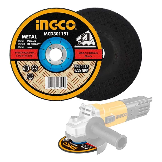 Disco De Corte Metal 4½ 115mm Ingco Para Amoladora Esmeril