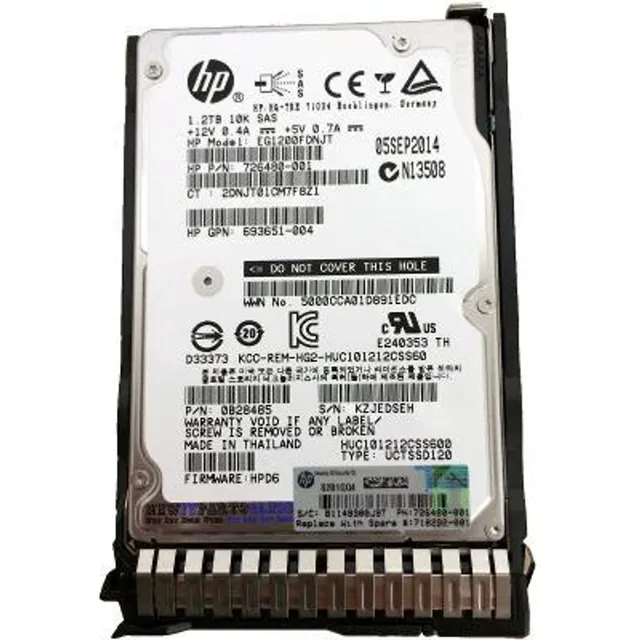 Hp Eg1200fdnjt 726480-001 1.2tb 10k 6g Sas Sc Disco Duro