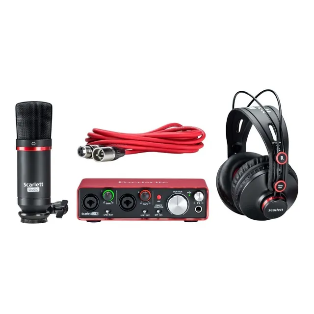 Scarlett 2i2  Focusrite Estudio Mic + Interface + Xlr + Fono