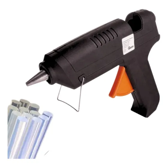 Pistola De Cola Quente 40w Com 6 Bastões Bivolt Bico Grosso