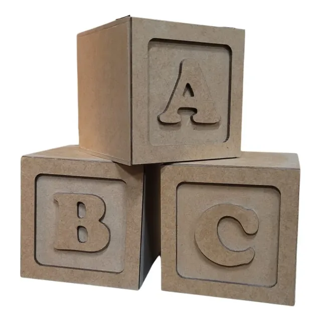 Cubo Decorativo Com Letras E Moldura 8x8 Mdf Cru 10 Unidades