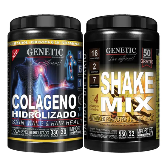 Reemplaza Comidas Shake Mix Colageno Resveratrol Q10 Genetic