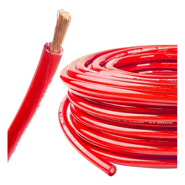 Cabo Bateria 21mm 5m 100% Cobre Fio Alimentação Automotivo