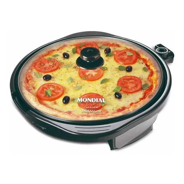 Grill Redondo Com Tampa Vidro Mondial Smart 2x1 G04 1200w Cor Preto 127v