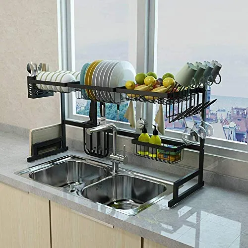 Escurridor Plato Negro 65 Estante Cocina Acero
