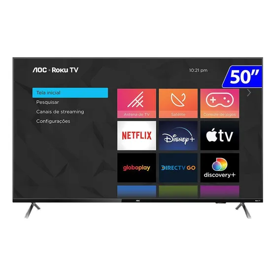 Smart Tv Aoc Roku Led 50 Polegadas 4k Uhd Wi-fi 50u6125/78g