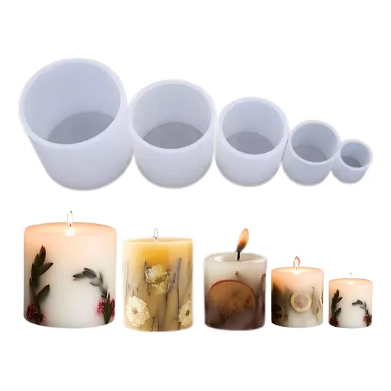Moldes De Silicona 5 Velas Cilindros Ideal Soja Parafina