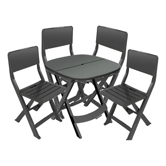 Conjunto 1 Mesa 4 Cadeira Dobrável Plástico Comercial/casa