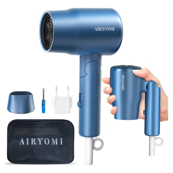 Airyomi Secador De Pelo Portátil De Viaje De Doble Voltaje, 