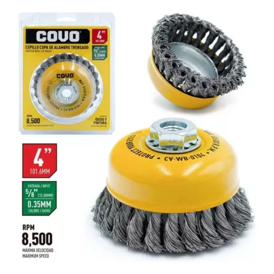 Cepillo Copa Alambre Trenzado 4 X5/8  Para Esmeril