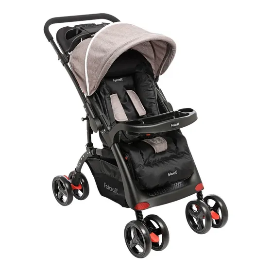 Cochecito Bebé Felcraft Manija Rebatible Color Beige Chasis Negro