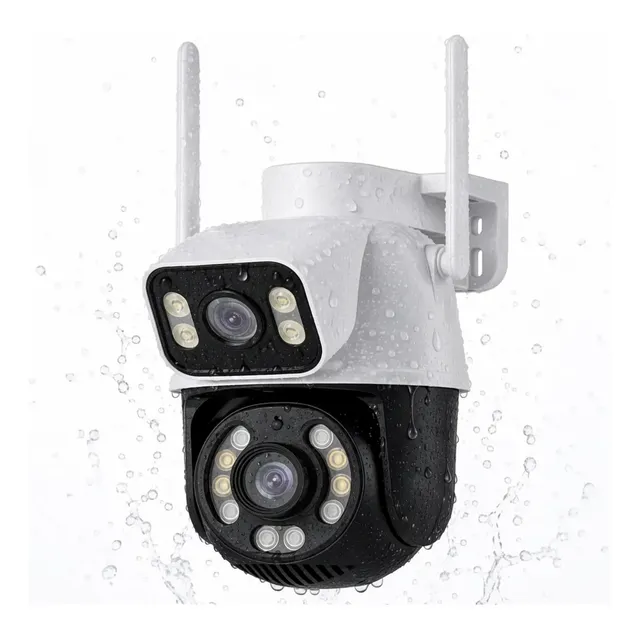 Câmera De Segurança Icsee 6mp Com Lente Dupla Tela Dupla 4k Camera Dupla Preta E Cinza 4k Ultrahd Rotativa App Icsee Alta Resolução
